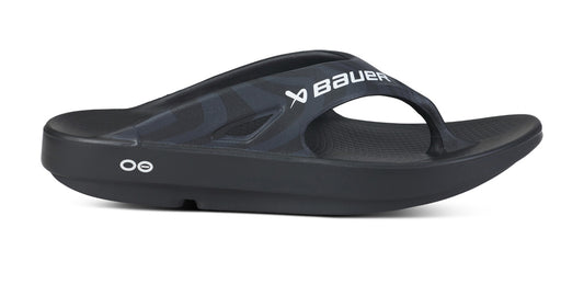 BAUER/OOFOS Women's OOriginal Sport Sandal – Black Asphalt lateral view