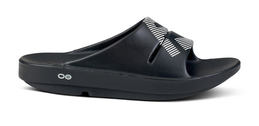 FJ X OOFOS Men's OOahh Sport Slide Sandal - Black lateral view