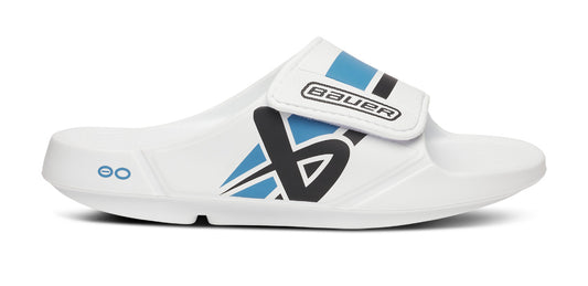 BAUER/OOFOS OOahh Sport Flex Sandal – White lateral view