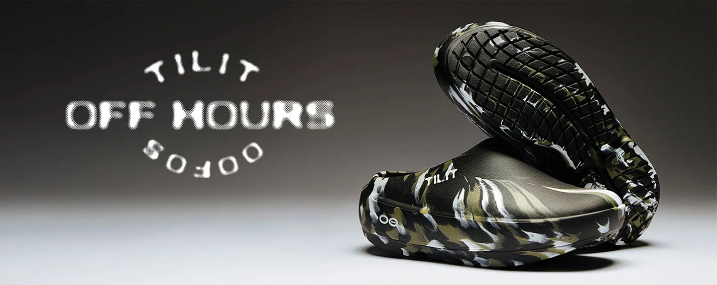 TILIT x OOFOS: Off Hours Clog product shot.