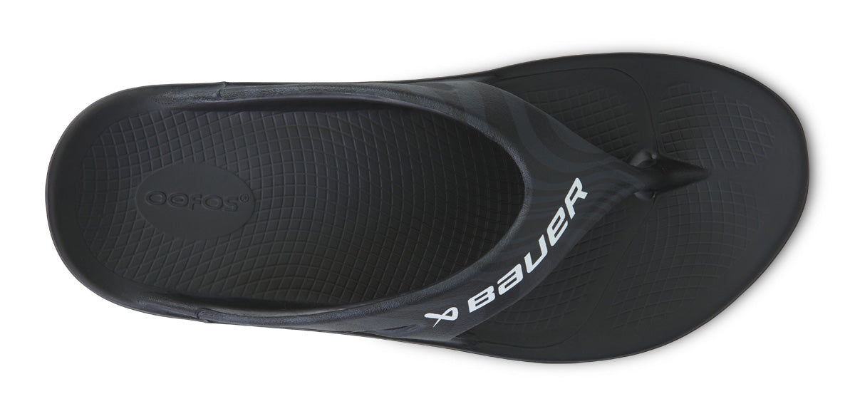 BAUER/OOFOS Men's OOriginal Sport Sandal – Black Asphalt top view