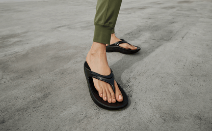 Women's OOlala Sandal - Black front view of shoe on model outside | lifestyle