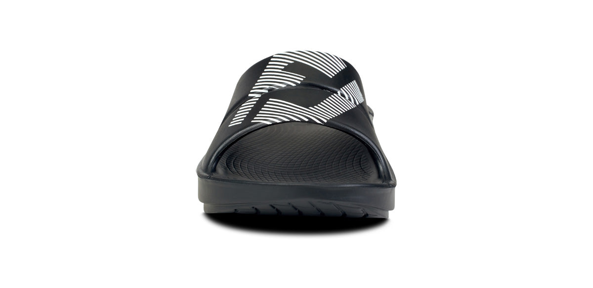 FJ X OOFOS Men's OOahh Sport Slide Sandal - Black front view