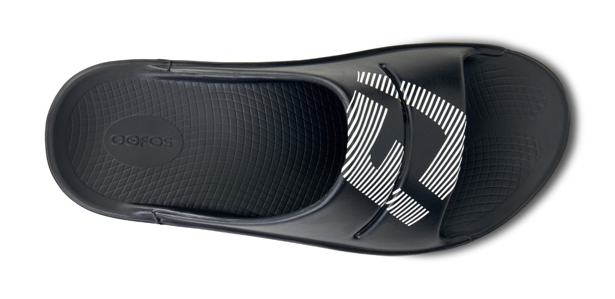 FJ X OOFOS Men's OOahh Sport Slide Sandal - Black top view