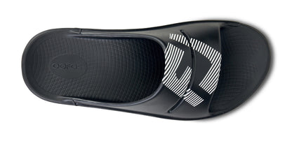 FJ X OOFOS Men's OOahh Sport Slide Sandal - Black top view