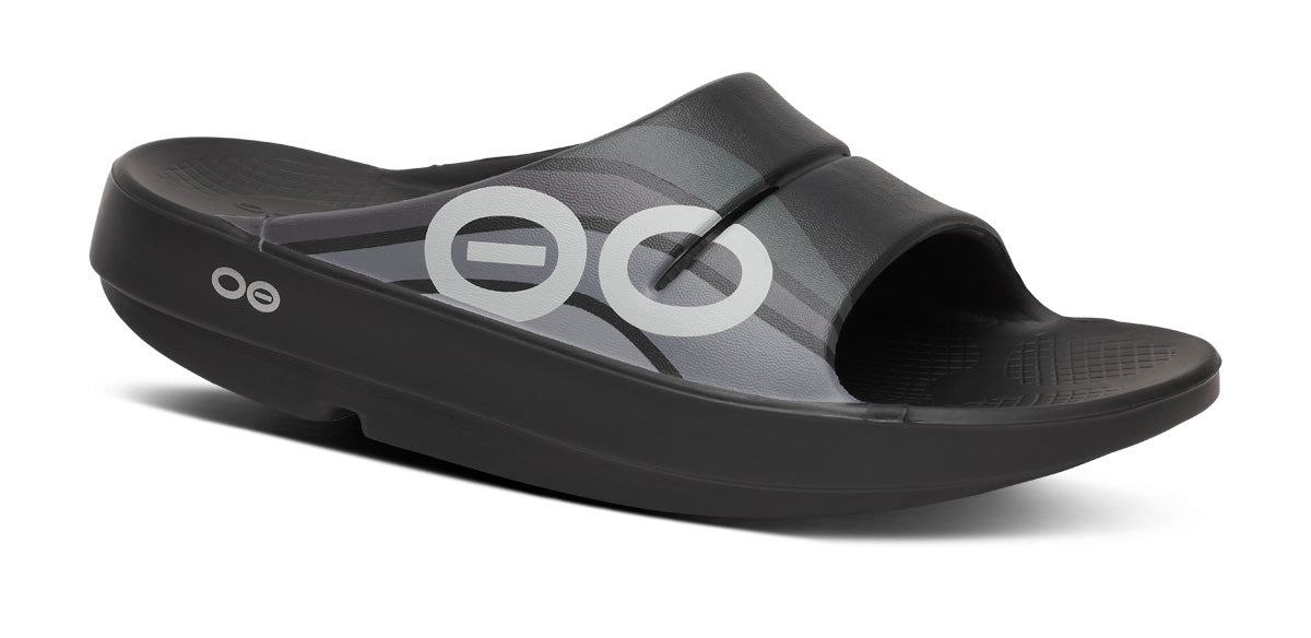Men's OOahh Sport Slide Sandal - Black Wave – OOFOS