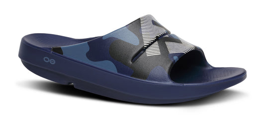 FJ X OOFOS OOahh Sport Slide Sandal - Navy Camo main view