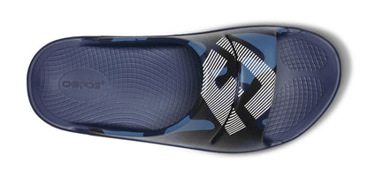 FJ X OOFOS OOahh Sport Slide Sandal - Navy Camo top view