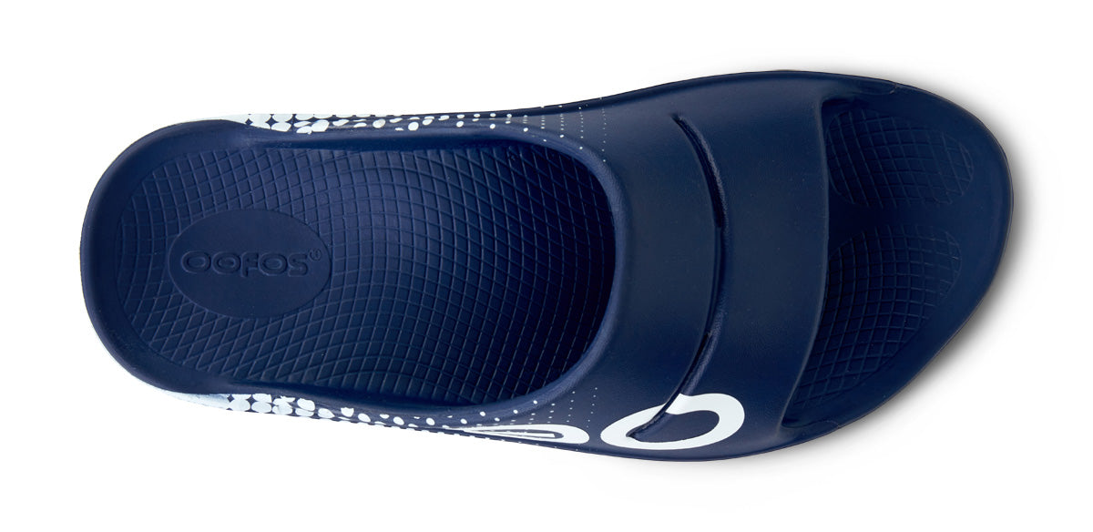 Amazon.com | OOFOS OOahh Sport Recovery Slide, Navy Matrix