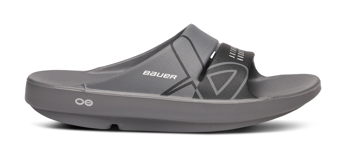 BAUER/OOFOS OOahh Sport Slide Sandal - Slate lateral view