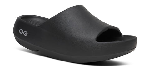 OOFOS Black and Red Men\'s Slide Sandals Oofos OOahh Slide Sandal Hibiscus | Laurie main image 3