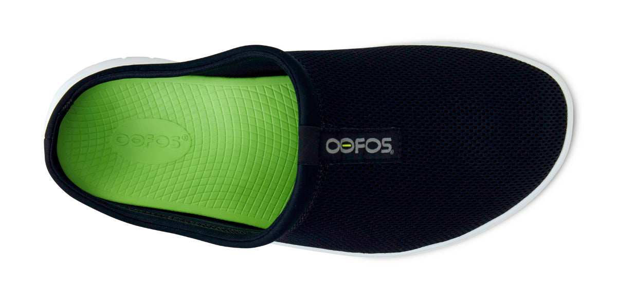 Men's OOcoozie Sport Mule - White Black top view
