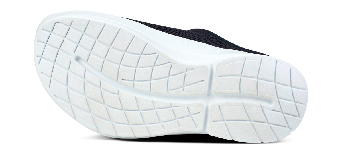 Men's OOcoozie Sport Mule - White Black bottom view