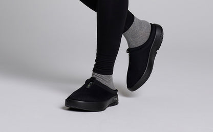 Men's OOcoozie Sport Mule - Black model standing in studio | lifestyle