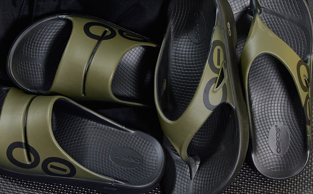 Women's OOahh Sport Slide Sandal Tactical Green OOFOS