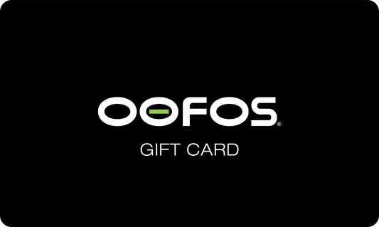 OOFOS gift card with logo on a black background