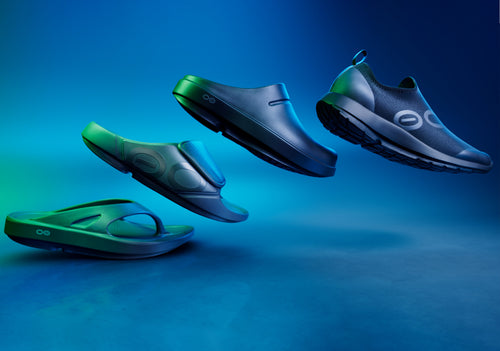 Multiple shoes in the OOFOS Recovery Footwear line