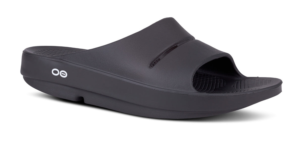 Men's OOahh Black Slide Sandal – OOFOS - Main Image