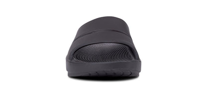 Men's OOahh Slide Sandal - Black - OOFOS front view