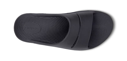 Men's OOahh Slide Sandal - Black - OOFOS top view 