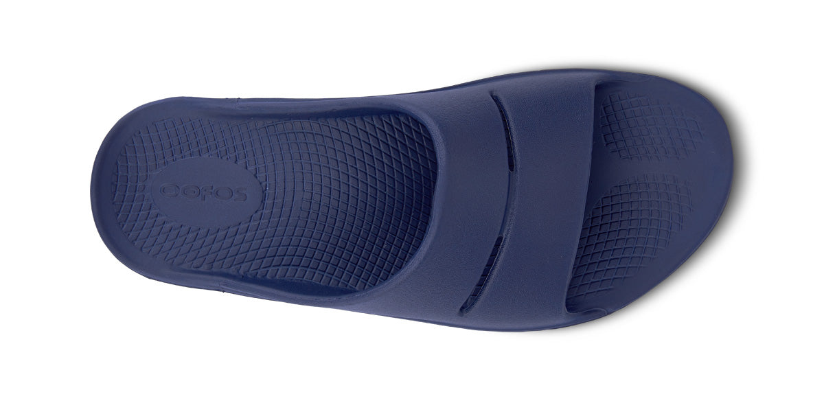 Women's OOahh Slide Sandal - Navy - OOFOS top view