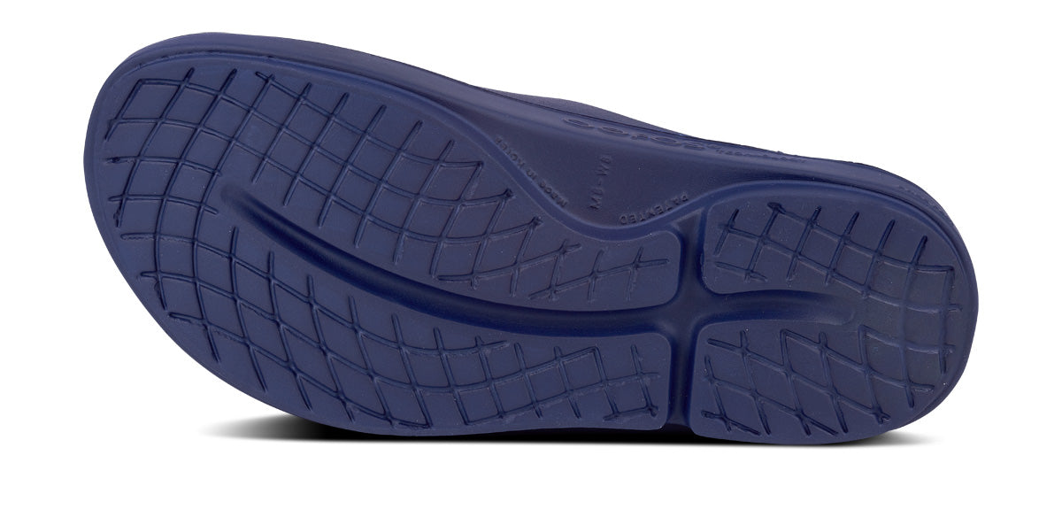Women's OOahh Slide Sandal - Navy - OOFOS bottom view