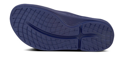 Women's OOahh Slide Sandal - Navy - OOFOS bottom view