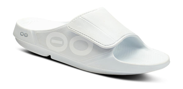White oofos sandals cheap