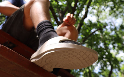 Men's OOahh Slide Sandal - Nomad lifestyle close up image of bottom of shoe | lifestyle