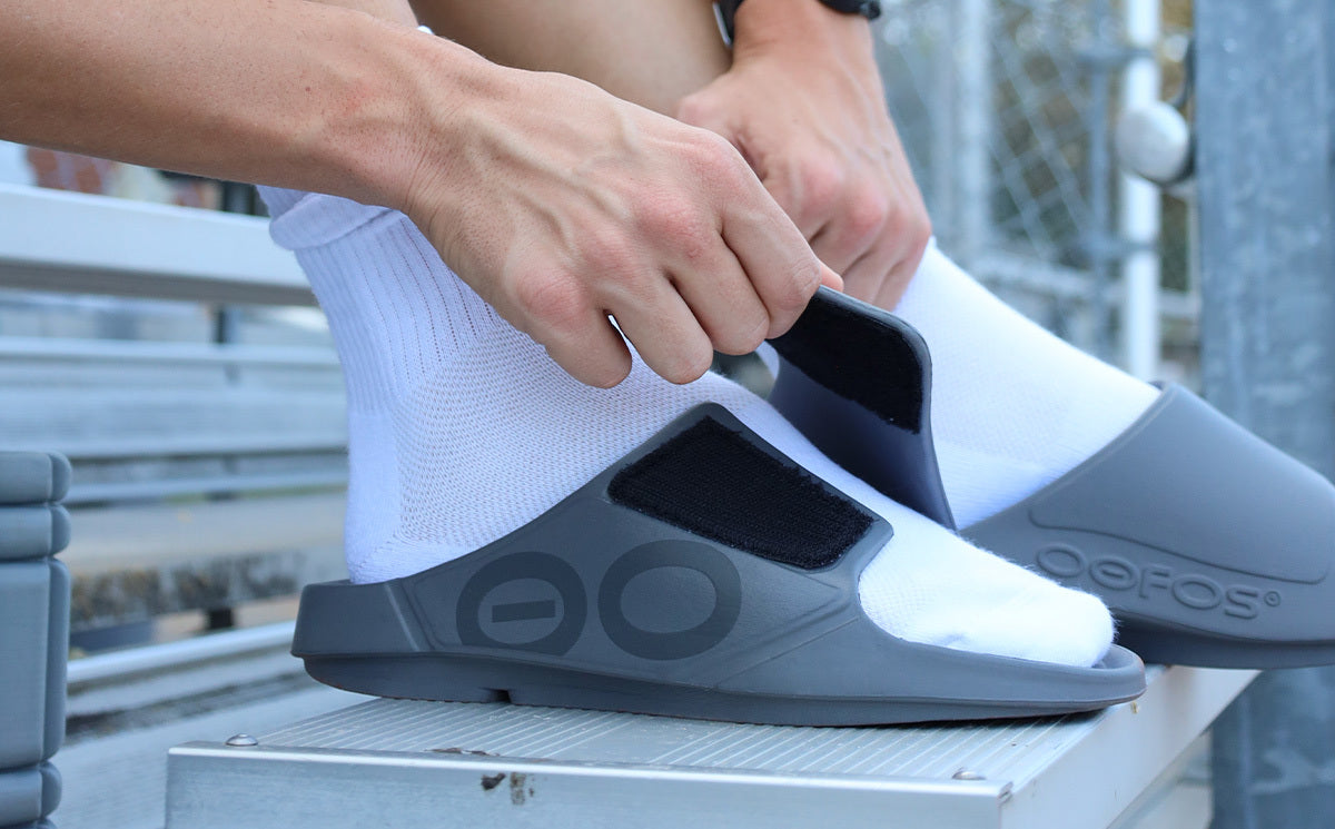 OOFOS OOahh Sport Flex Adjustable Recovery Slides Slate Women main image 4